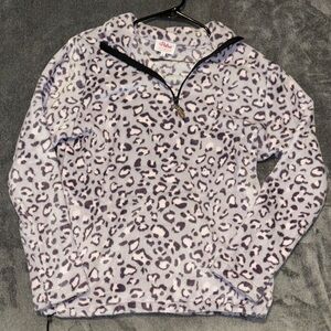 Quarter Zip Leopard Sherpa